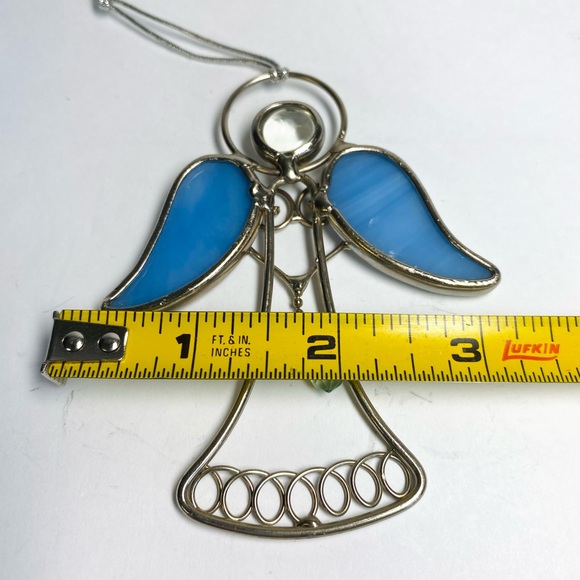 Vintage Lot of 3 Leaded STAINED GLASS ANGEL Christmas Angels ornament 2 Standing - Picture 6 of 8